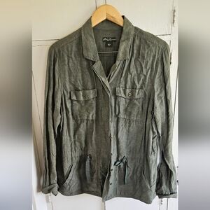 Eddie Bauer Olive Green Womens Button Down Shirt